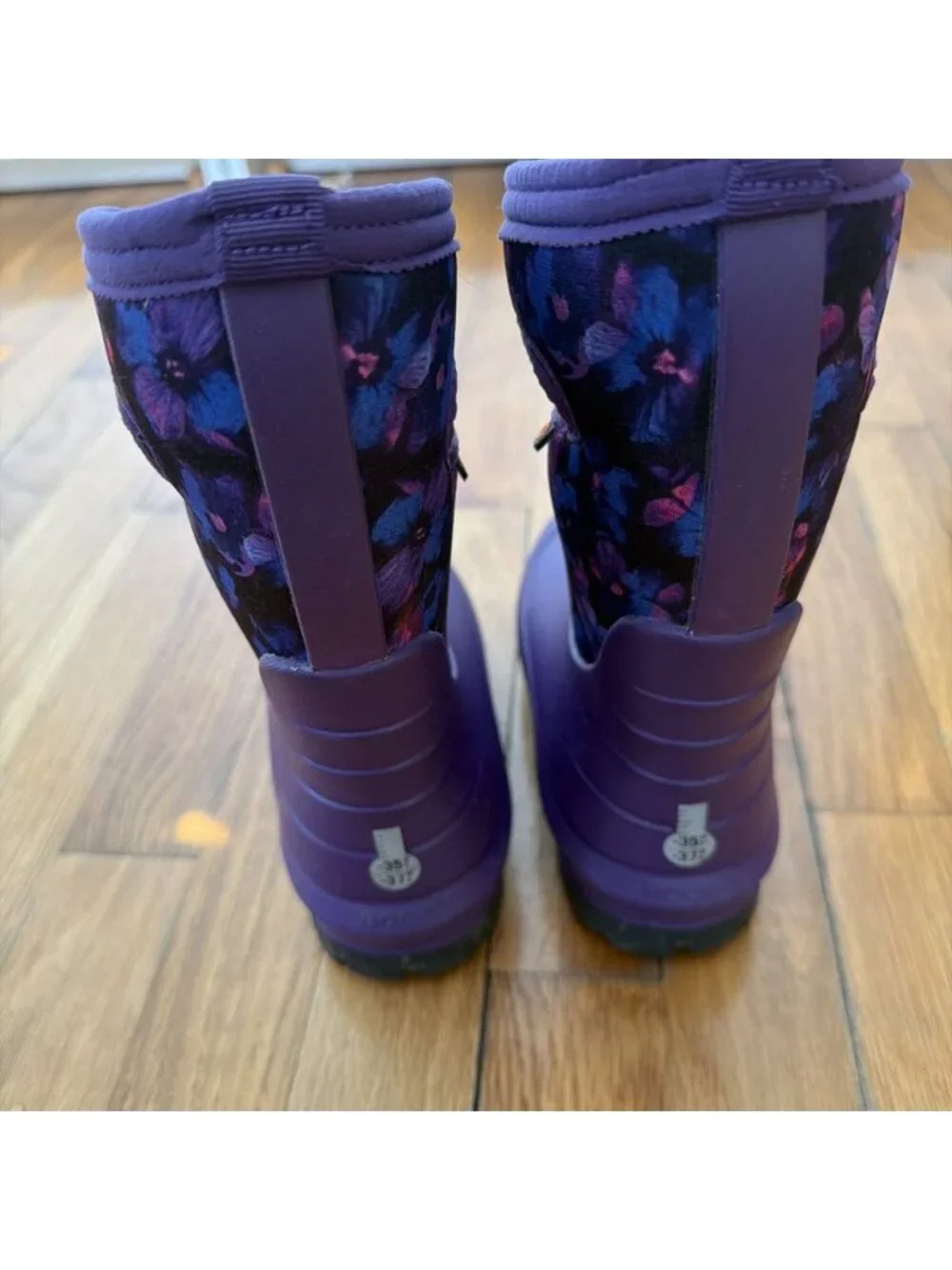 Bogs Girls Classic Floral Boots Wimnter Waterproof Purple -35F Size 13